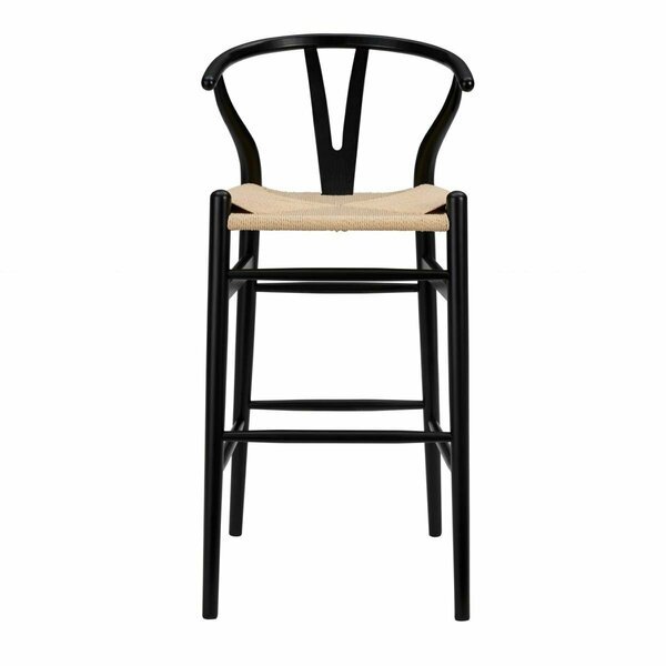 Homeroots 42 in. Solid Wood & Natural Counter Stool Black 357504